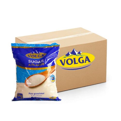 Volga White Sugar - 6x2Kg pack of refined granulated sugar, ideal for baking, cooking, and sweetening beverages at home or commercial use.